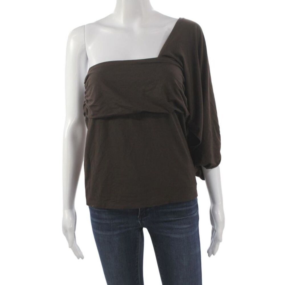 Reformation Womens Brown One Shoulder Square Neck Jersey Top Size S